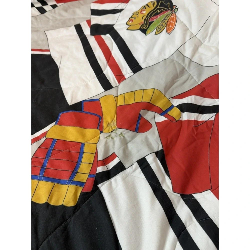 Vtg 90’s NHL Chicago Blackhawks Hockey Bed Comforter Sheet Queen Sz